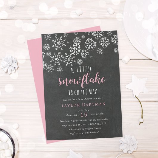 Little Snowflake Chalkboard Baby shower Invitation Kaart