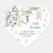 Little Snowflake Clothesline Baby Shower  Hart Sticker (Voorkant)