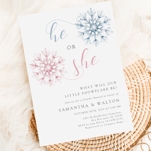 Little Snowflake Gender Reveal Party Uitnodiging