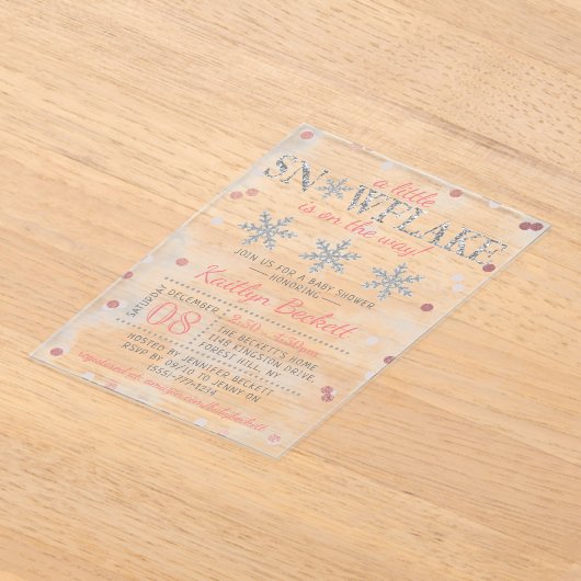 Little Snowflake Girls Winter Baby shower Acryl Uitnodigingen (Laagn)