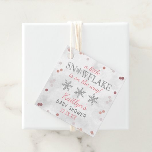 Little Snowflake Girls Winter Baby shower Bedankjes Labels (In situ)