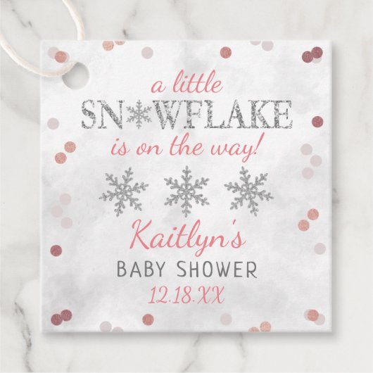 Little Snowflake Girls Winter Baby shower Bedankjes Labels (Voorkant)