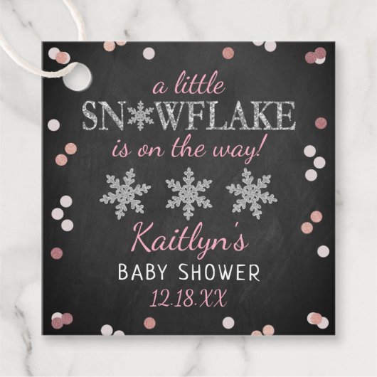 Little Snowflake Girls Winter Baby shower Bedankjes Labels (Voorkant)