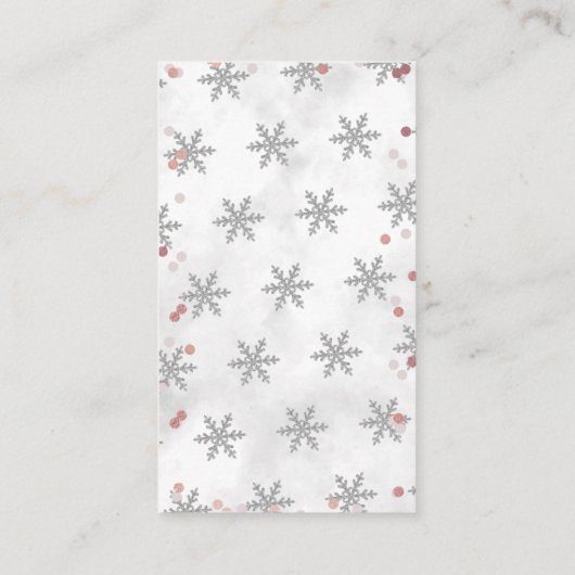 Little Snowflake Girls Winter Baby shower Diaper Informatiekaartje (Achterkant)