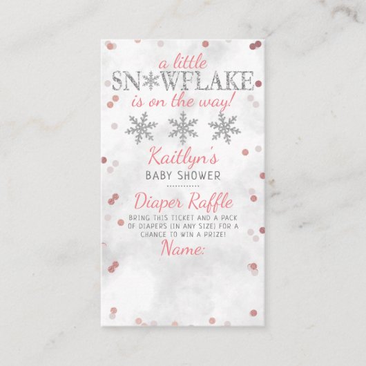 Little Snowflake Girls Winter Baby shower Diaper Informatiekaartje (Voorkant)