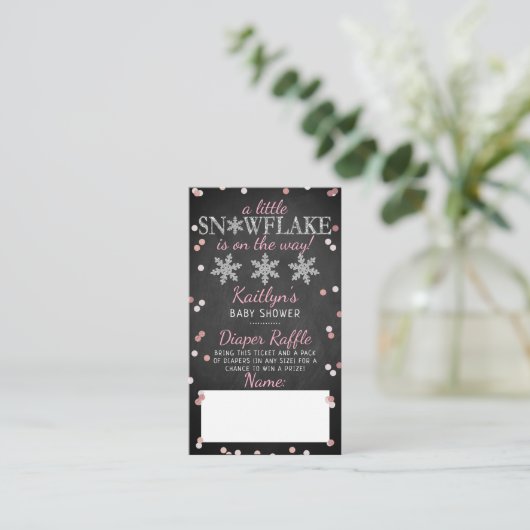Little Snowflake Girls Winter Baby shower Diaper Informatiekaartje (Staand voorkant)