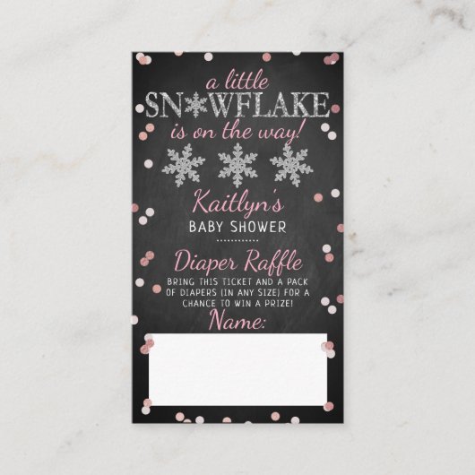 Little Snowflake Girls Winter Baby shower Diaper Informatiekaartje (Voorkant)