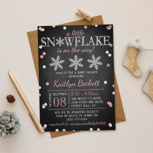 Little Snowflake Girls Winter Baby shower Kaart