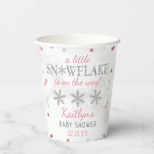 Little Snowflake Girls Winter Baby shower Papieren Bekers (Achterkant)