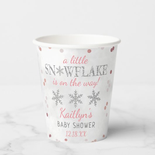 Little Snowflake Girls Winter Baby shower Papieren Bekers (Voorkant)