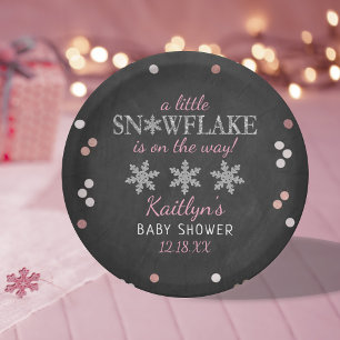 Little Snowflake Girls Winter Baby shower Papieren Bordje