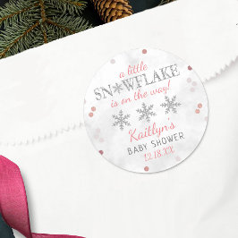 Little Snowflake Girls Winter Baby shower Ronde Sticker