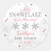 Little Snowflake Girls Winter Baby shower Ronde Sticker (Voorkant)