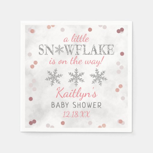 Little Snowflake Girls Winter Baby shower Servet (Voorkant)
