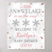 Little Snowflake Girls Winter Baby shower Welcome Poster (Voorkant)