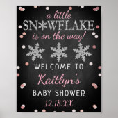 Little Snowflake Girls Winter Baby shower Welcome Poster (Voorkant)