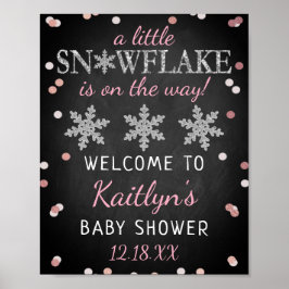 Little Snowflake Girls Winter Baby shower Welcome Poster