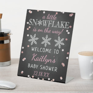 Little Snowflake Girls Winter Baby shower Welcome Reclamebord Met Voetstuk