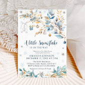 Little Snowflake Gold Winter Baby Shower   Kaart