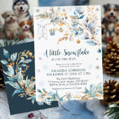 Little Snowflake Gold Winter Baby Shower   Kaart