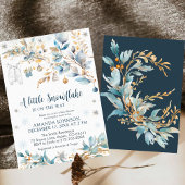 Little Snowflake Gold Winter Baby Shower   Kaart