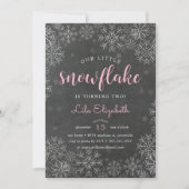 Little Snowflake Kids verjaardagsfeestje uitnodigi Kaart (Voorkant)