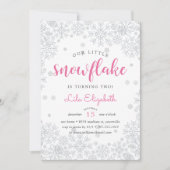 Little Snowflake Kids verjaardagsfeestje uitnodigi Kaart (Voorkant)