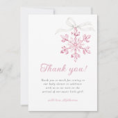 Little Snowflake Minimal Girl Baby Shower Bedankkaart (Voorkant)