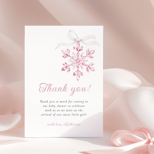 Little Snowflake Minimal Girl Baby Shower Bedankkaart