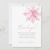 Little Snowflake Minimal Girl Baby shower Bedankkaart (Voorkant)
