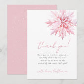 Little Snowflake Minimal Girl Baby shower Bedankkaart (Voorkant / Achterkant)