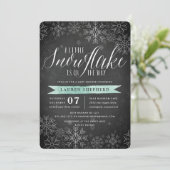 Little Snowflake Mint Chalkboard Baby shower Kaart (Staand voorkant)