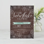 Little Snowflake Mint Rustic Wood Baby shower Kaart (Staand voorkant)