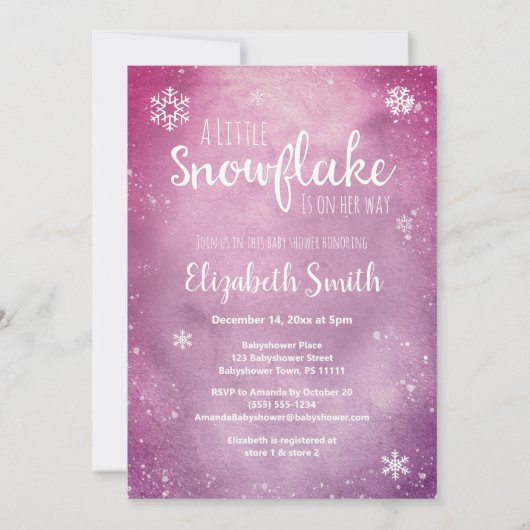 Little snowflake on her way babyshower kaart (Voorkant)