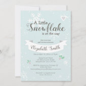 Little snowflake on the way babyshower invitation kaart (Voorkant)