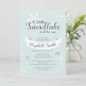 Little snowflake on the way babyshower invitation kaart (Staand voorkant)