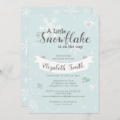 Little snowflake on the way babyshower invitation kaart (Voorkant / Achterkant)