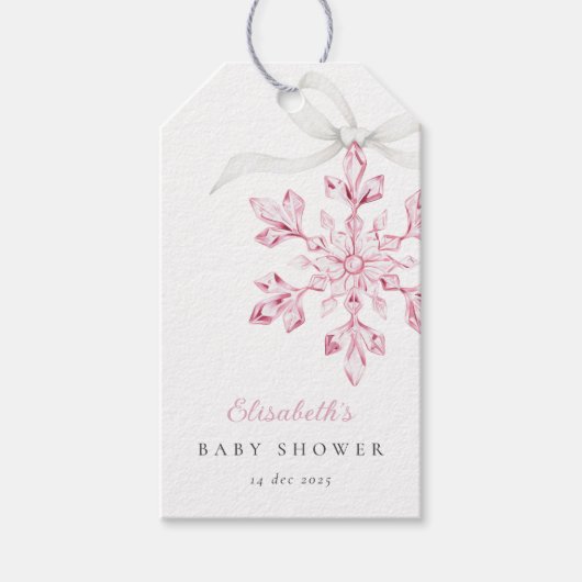 Little Snowflake Pink Baby Shower Cadeaulabel (Voorkant)