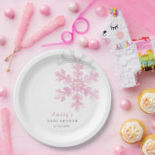Little Snowflake Pink Baby Shower Papieren Bordje (Feest)