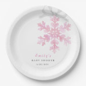 Little Snowflake Pink Baby Shower Papieren Bordje (Voorkant)