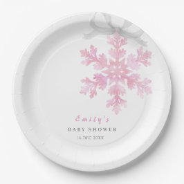 Little Snowflake Pink Baby Shower Papieren Bordje