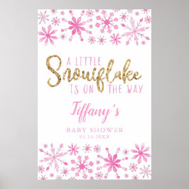 Little Snowflake Pink Baby shower Welcome Sign. Poster