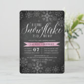 Little Snowflake Pink Chalkboard Baby shower Kaart (Staand voorkant)