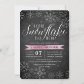 Little Snowflake Pink Chalkboard Baby shower Kaart (Voorkant)