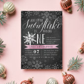 Little Snowflake Pink Chalkboard eerste verjaardag Kaart