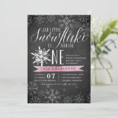 Little Snowflake Pink Chalkboard eerste verjaardag Kaart (Staand voorkant)