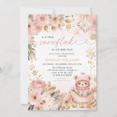 Little Snowflake Pink Floral Beer Baby shower Kaart (Voorkant)
