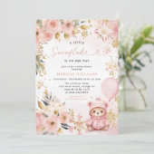 Little Snowflake Pink Floral Beer Baby shower Kaart (Staand voorkant)