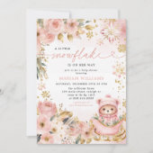 Little Snowflake Pink Floral Beer Baby shower Kaart (Voorkant)