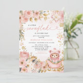 Little Snowflake Pink Floral Beer Baby shower Kaart (Staand voorkant)